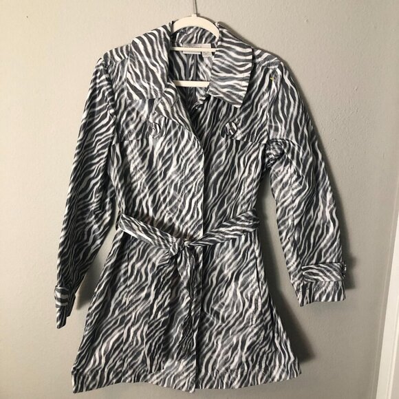 Chico's Zebra Animal Print Lightweight Trench Coat - Picture 3 of 9